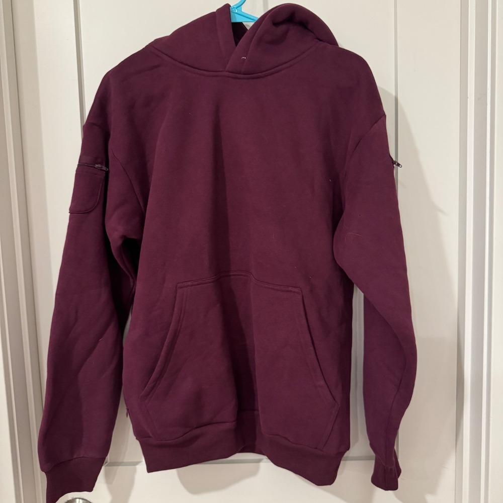 Comfrt Signature Hoodie Maroon Burgundy Utility Sleeve Pocket Sweatshirt XS